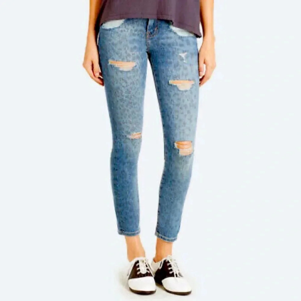 Current/Elliott The Stiletto Jeans in Denim Leopard Destroy Size 30
